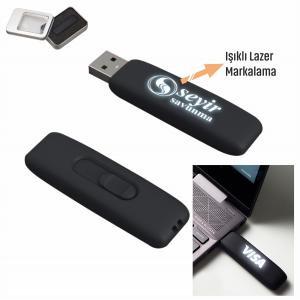 RUBBER GÖVDE IŞIKLI LAZER KAZIMA USB FLASH BELLEK